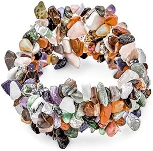 Bling Jewelry Pulsera Elastica Multicolor Mujer Piedras Cristal Chip Anchas Racimo Grueso