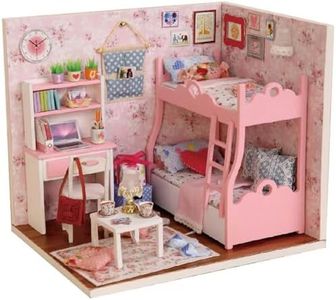 Itian Decoración en Miniatura Modelo, DIY Casa con Luces y Accesorios, de Madera DIY Casa de Muñecas, de Navidad Hadas Decoración del Hogar Casa