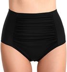 T1FE 1SFE Women's High Waisted Swim Bottoms Ruched Bikini Bottoms Plus Size Bathing Suits Bottoms Full Coverage Tankini Shorts Swim Briefs B Black