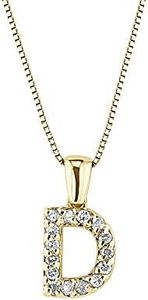 Diamond Wish 14k Yellow Gold Diamond Initial Pendant Necklace (1/10cttw) with 18-inch chain, white-diamond