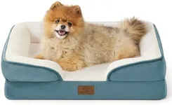 Bedsure Small Orthopedic Dog Bed - Washable Bolster Dog Sofa Beds for Small Dogs, Supportive Foam Pet Couch Bed with Removable Washable Cover, Waterproof Lining and Nonskid Bottom Couch, Blue