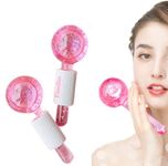 Finalize Facial Ice Globe, Smart Cool Face Roller Ball, Facial Massage Tools for Neck Eye Circle Reduce Puffiness Anti Ageing Wrinkles Soothing Firming Skin 2Pcs (PINK)