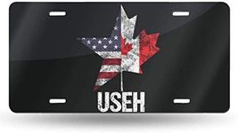 WSEDRF Maple Leaf American Canadian Flag License Plate Cover Aluminum Metal Novelty Car Tag Decorative Front Car Tag 6"x12"