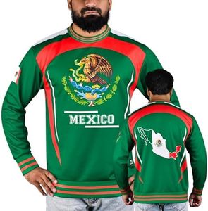 Unisex Patriotic Long Sleeve Sweatshirt in National Flag Colors For USA, Mexico, Guatemala, Honduras, El Salvador Shirt (US, Alpha, 3X-Large, Regular, Regular, Mexico)