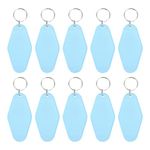 PATIKIL Vintage Motel Keychain, 10 Pack Blank Hotel Keychains Rhombus Retro Key Tag for DIY Crafts Ornament Backpack Luggage Labels Tags, Sky Blue