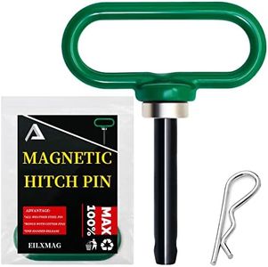 EilxMag Magnetic Hitch Pin, Lawn Mower Trailer Hitch Pins 1/2 Inch - Strong Heavy Duty Magnet Trailer Gate Pin for Mowers, Lawn Tractors, Towing Cargo, ATV - Simple One Handed Hook On & Off（Green）