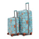 uppercase Jfk Trolley Bag Set Of 2 (S+L) Cabin & Check-In Luggage, Hardsided Polycarbonate Printed Luggage, Combination Lock, 8 Wheel, 2000 Days Warranty (Teal Blue, 31 X 53 X 75.5 Cm, Spinner)