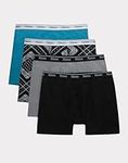 Hanes Originals Men's Boxer Briefs, Stretch Cotton Moisture-Wicking Underwear, Modern Fit Low Rise, Pack of 4, Grey/Black assortement, Size Medium