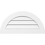 24"W x 12"H Half Round Surface Mount PVC Gable Vent: Functional, w/ 3-1/2"W x 1"P Standard Frame