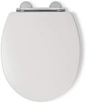 Croydex Lugano Toilet Seat - Wooden Toilet seat Soft Close, Quick Release for Easy Cleaning, White Wood - Flexi-Fix Grip Pad Technology, Top and Bottom Fix Hinge Fittings Included