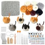 Needle Felting Kit, DIY Crafts for Adults Women, Hobby Kit wih Felting Supplies,Felting Needles, Felting Wool and Tools for Beginners, Adult Craft Kits, Faceless Cat 6pcs