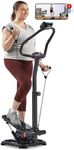 Sunny Health & Fitness 2-in-1 Power Stepper with Resistant Bands & Handlebar, Low-Impact Cardio, Height Adjustable, 330 LB Max & SunnyFit® App Enhanced Bluetooth Connectivity SF-S021055