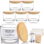 IRASPIN 18oz Candle Jars 6 Pack - 3 Wick Empty Clear Glass Candle Making Jars with Bamboo Lids and Sticky Labels, Bulk Clear Candle Containers for Making - Dishwasher Safe (Clear)