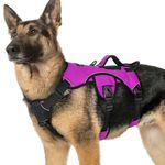 rabbitgoo Escape-Proof Dog Harness Large Dog with Handle, Anti-Pull Reflective Working Service Dog Harness, 3 Points Breathable Pets Vests, Adjustable Lift Support Body Harness Outdoor, XL, Purple