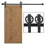 HOMCOM 6.6 FT/ 2000mm Carbon Steel Sliding Barn Door Kits Hardware Closet Set Track System for Single Wooden Door Industrial Wheel Style Roller