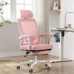 Okeysen Office Chair, Desk Chair, Telework, No Fatigue, Back Painless, Recliner, Ottoman, Footrest Stand, Rocking, Chair Lumbar Support, Breathable Mesh, No Stuffy, PC Chair, Ergonomic, High Resilience Cushion, With Wheels, Storage, Chair, Compact, Armrest, High Back, Elevating, Chair, Pink