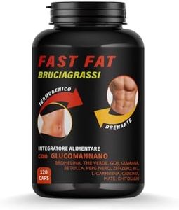 Fast Fat 120 cps Glucomanno Brucia Grassi Potenti veloci Addominali e pancia piatta - Drenante Depurativo Forte glucomannano concentrato drenante. detox Matè,L Carnitina, thè verde, goji e Caffeina