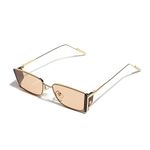 Haute Sauce Brown & Gold Frame Retro Sunglasses For Women and Girls | Tinted Lens Streetwear Sunglasses | Shades, Goggles, Glares, Glases, Frames, Chasma for Women | accessories for women