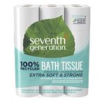 Seventh Generation White Toilet Paper 2-Ply 100% Recycled Paper, 24 Count of 240 Sheets Per Roll, Pack of 2 (Packaging May Vary)