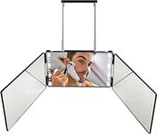 Rechargeable 3 Way Mirror for Hair Cutting, 360° Illuminated Trifold Makeup Mirror for Self Hair Styling, Adjustable DIY Haircutting Tool to Trim or Shave,Upgrated LED Trifold Mirror,with Adjustable Portable Hooks