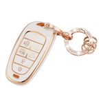 EKALA for Hyundai Key Fob Cover with Bling Keychain, Soft TPU Key Fob Case Protector Full Covers Fit for 2022 Hyundai Tucson 2019 2020 2021 Sonata Nexo 7 Buttons Keyless Entry Smart Key (R-Hyd-7-W)