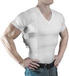 ConcealmentClothes Men's V-Neck Undercover- Concealed Carry Holster Shirt (Large, White)