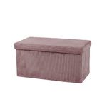 Large Ottoman Foldaway Storage Blanket Toy Box Bench Corduroy Pouffe Footstool Ottoman (Pink, 76cm x 38cm)