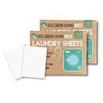 Eco Green Living Laundry Sheets, Hypoallergenic Detergent Strips for Washing Machines and Hand Washing 60 Sheets 2 Pack