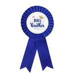 INNORU Satin Fabric Big Brother Tinplate Badge Pin, Boy Birthday Rosette Button Pins, Men Birthday Party Accessory Brooch Pin, Children Adults Party Decorations Navy Blue, Pack of 1, Satin, pin