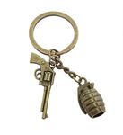 Mehrunnisa Brown Pistol & Hand Grenade Keychain for Unisex (MEH2363)