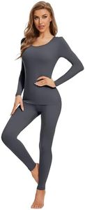 WiWi Thermal Underwear Set for Women Long Johns Sets Soft Base Layer Pajama Thermals Warm Top & Bottom S-XXL, Charcoal, XX-Large