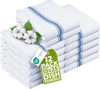 Utopia Towels Kitchen Towels (12 Pack) - Dish Towels, Machine Washable Cotton White Kitchen Dishcloths, Bar Towels & Tea Towels (Blue)