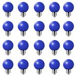 Huamu Blue Light Bulbs, G45 Decorative LED Bulbs, 2W (20 Watt Equivalent) 120V, E27 Base 100LM Colored Bulbs for Halloween Christmas Wedding Birthday Parties, Porch, Bedroom, Patio, 20 Pack