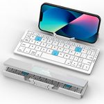 Bluetooth Keyboard Foldable with Magnetic Stand for iphone, Aluminum Alloy Quiet Mini Folding iPad Keyboard Bluetooth,Travel Pocket Bluetooth Portable Keyboard for iphone,Tablet,iPad, White