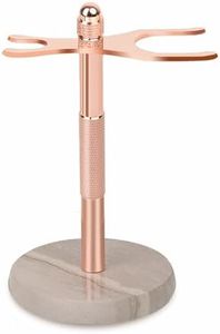 GMYIAK Razor Holder With Brush Stand, With Hand-Polished Marble Base Which Make The Razor Stand More Stable, Not Easy To Rust，Curved Design Fits Most Razors And Brushes，Can Be A Gift For Men