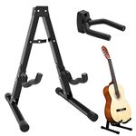 Guitar Stand, Folding Universal A frame Stand, Adjustable Guitar Stand for Any Guitars, Acoustic, Electric, Bass, Classical (Black)