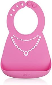 Nuby 3D Soft Silicone Baby Bib with Scoop - Silicone Bib for Toddlers and Babies 6+ Months - Pearl Necklace