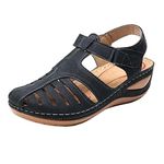 xinxinyu Womens Wedge Sandals Casual Summer Wedge Sandals Fisherman Gladiator Woven Flat Sandals Comfortable Closed Toe Ankle Strap Platform Sandals Hollow Out Vintage Shoes for Women Summer Everyday