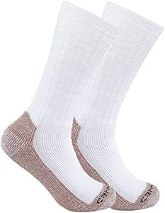 Carhartt Mens Midweight Steel Toe Sock 2 Pack, White, Large