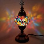 World Home Living CE Approved Handmade Bronze Turkish Moroccan Arabian Eastern Bohemian Tiffany Style Bedside Glass Mosaic Beautiful Table Desk Lamp Lamps Light