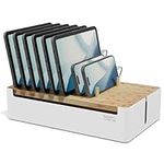 Prosumers Choice Multiple Devices Bamboo Charging Station - iPad, iPhone, Laptops, Tablets - Wooden Organizer Stand for Home, Kitchen, and Office - Family Docking Station and Mobile Phone Charger Rack