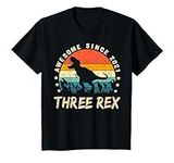 Kids Three Rex 3rd Birthday Shirt T