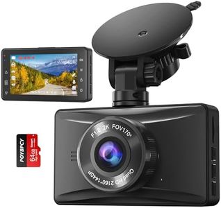Dashcam Car, Cámara Frontal 2K QHD para Coche con Tarjeta SD 64G, Pantalla LCD de 3 Pulgadas, Visión Nocturna, WDR, Gran Angular de 170°, Grabación en Bucle, Sensor G, Detección de Movimiento