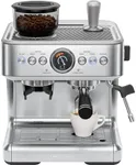 Chefman Crema Supreme 15 Bar Espresso Machine with Milk Frother, Barista Steam Wand, Professional Coffee Maker with Coffee Grinder, 30 Grind Settings, 3L Removable Water Tank - Stainless Steel