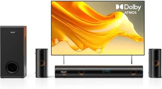Hiwill 5.1ch Soundbar, w/ 5.25'' Big Subwoofer Dolby Atmos Surround System, 2 Wired Rear Speakers Sound Bar for Small Rooms, Clear Voice, Home Theater Audio, eARC/ARC/Opt/Bluetooth, TV Speaker 2025