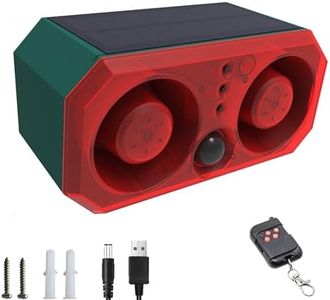 QXMH Solar Motion Sensor Alarm Outdoor: Motion Sensor Dog Barking Sound with 2 * 130db Noise Maker & 13 Sounds, Support Recording & Volume Adjustable, Dog Barking Alarm for Home Security (1 Pack)