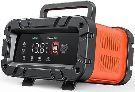 Husgw Chargeur Batterie Lithium 12V/24V 10A,Chargeur de Batterie Intelligent avec Automatique Réparation Fonction et Écran LCD,Chargeur Batterie Auto pour Voiture,Moto,Camion,AGM,Gel,SLA(4-200AH)