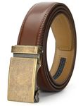 Men's Belt,Nelbons Slide Ratchet Belt for Men with Genuine Leather 1 3/8,Trim to Fit (Brown, Up to 44-inch waist adjustable)