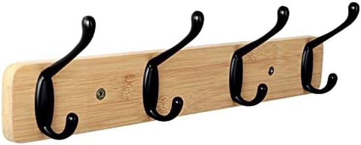 JSVER Patère Murale de 4 crochets, Portemanteau mural pour Suspendre Manteaux écharpes, Sacs à Main et Autres, Naturel