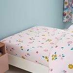 Happy Linen Company Girls Boys Kids Flower Garden Butterflies Pink Single Fitted Sheet Bedsheet Bedding Bed Linen